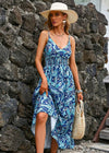 Robe Longue Fleurie Champêtre Bleu / S