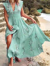 Robe longue fluide bohème chic Bleu Clair / S