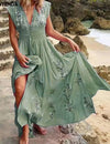 Robe longue fluide bohème chic Vert / S