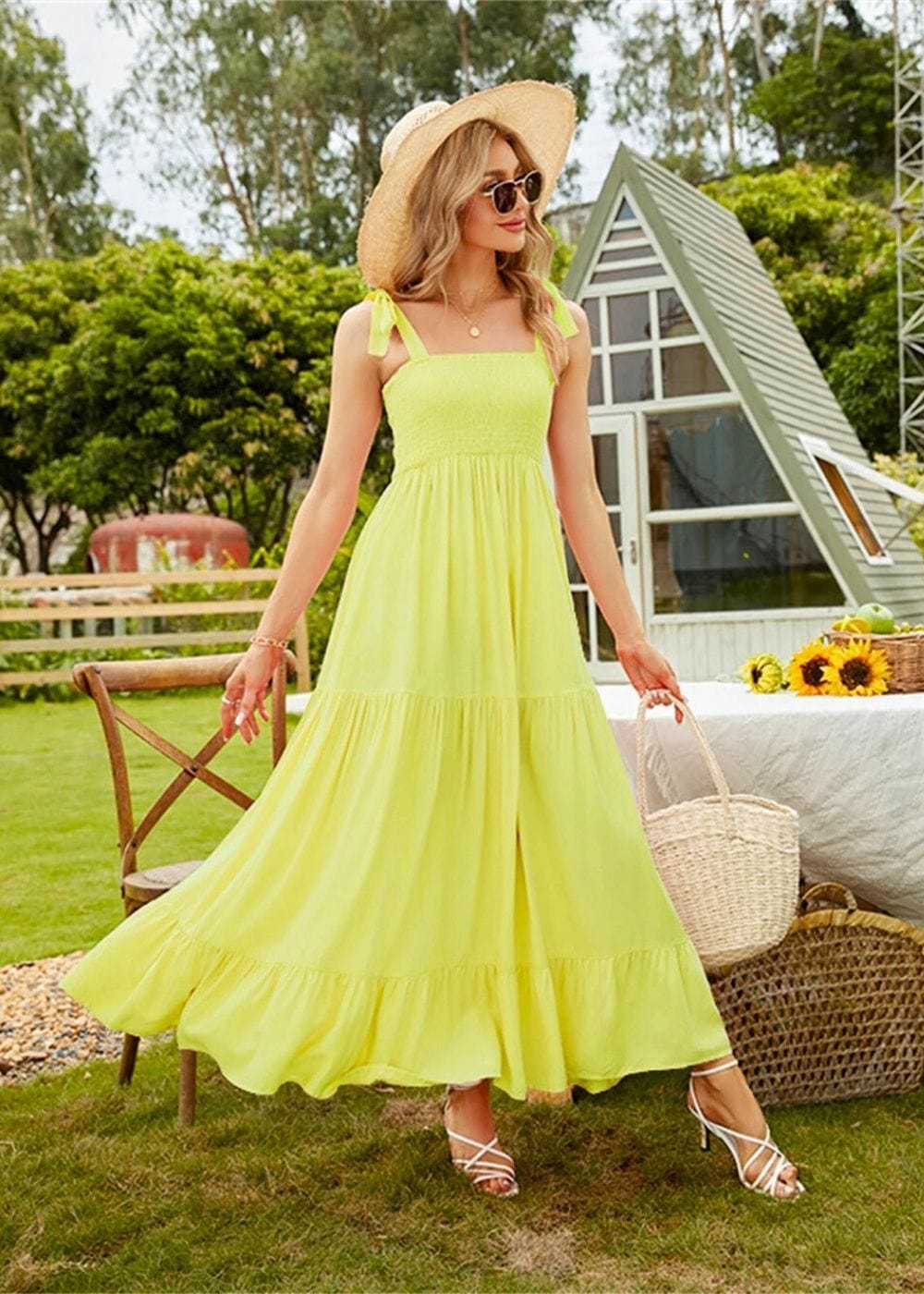 Robe Longue Mariage Champêtre Jaune / S