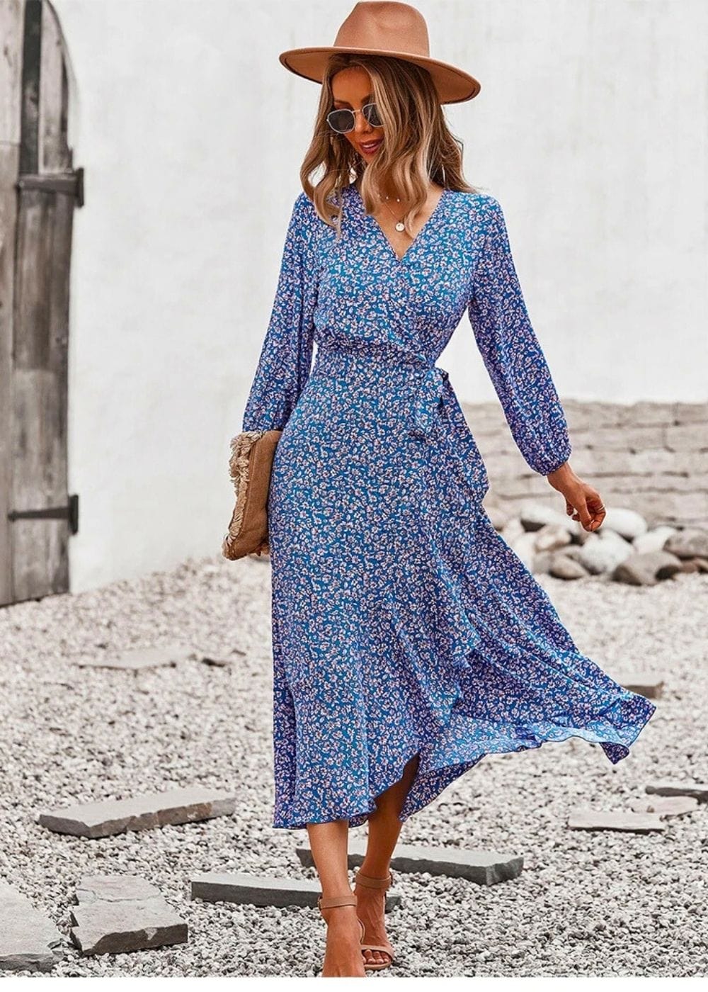 Robe Longue pour Mariage Champêtre Chic Bleu / S