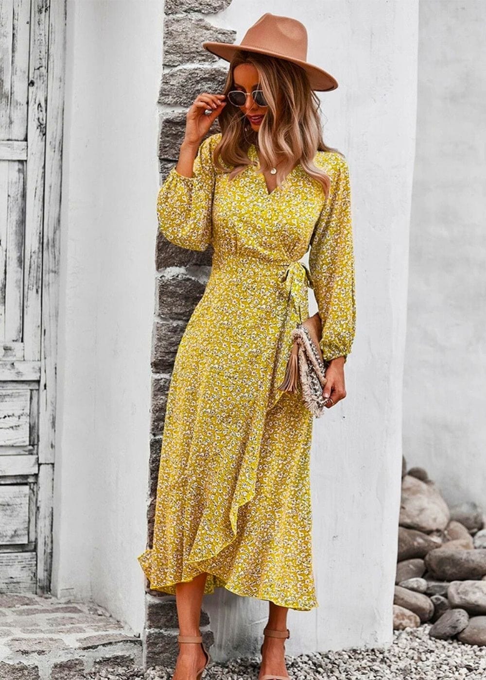 Robe Longue pour Mariage Champêtre Chic Jaune / S
