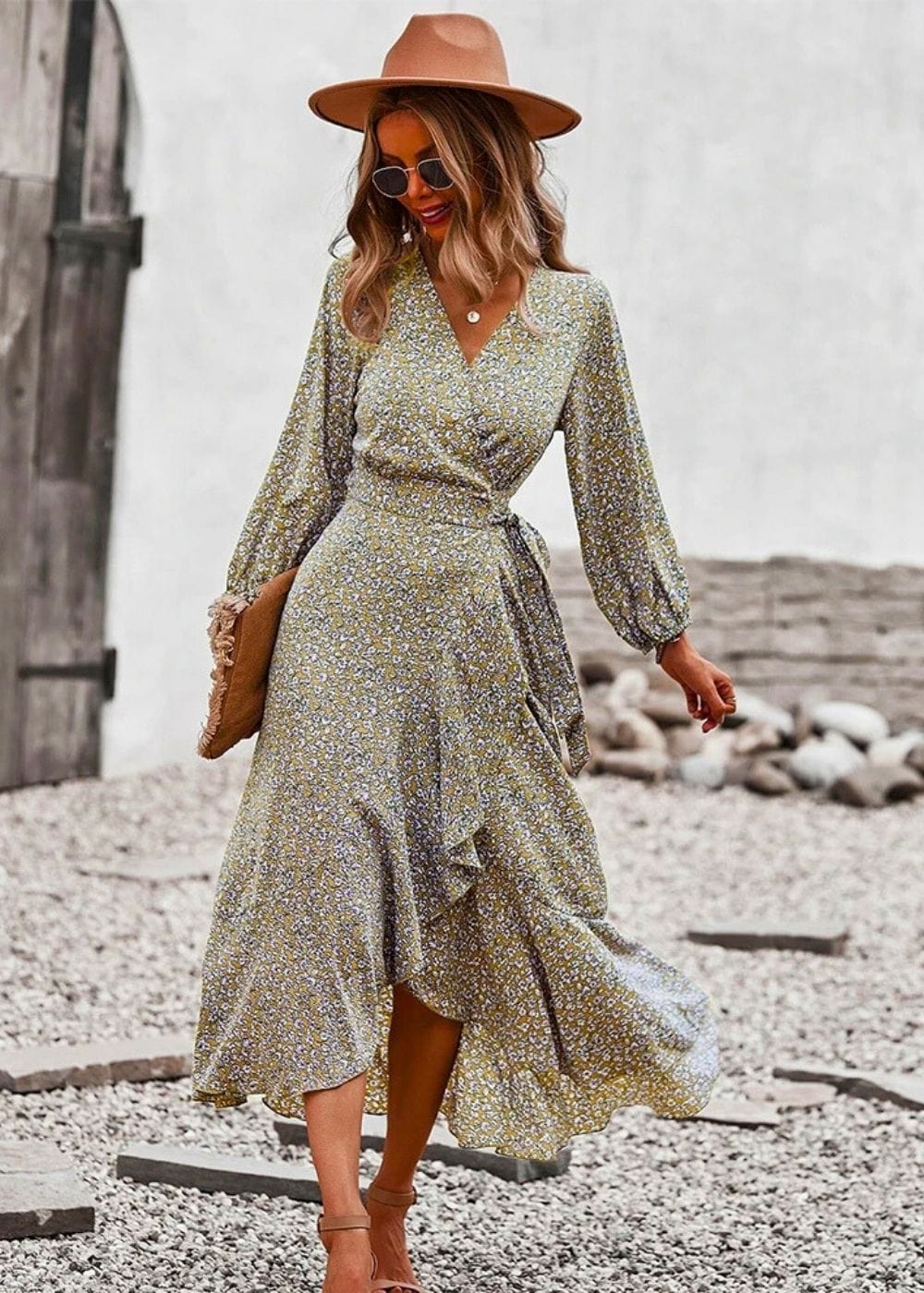 Robe Longue pour Mariage Champêtre Chic Kaki / S
