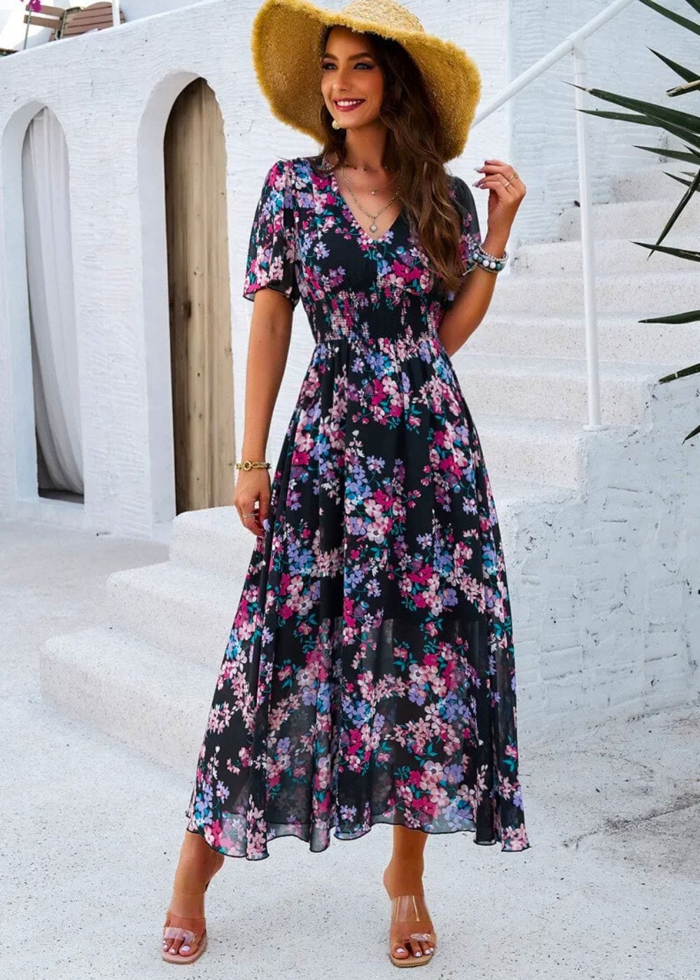 Robe Longue Style Champêtre Bleu Marine / S