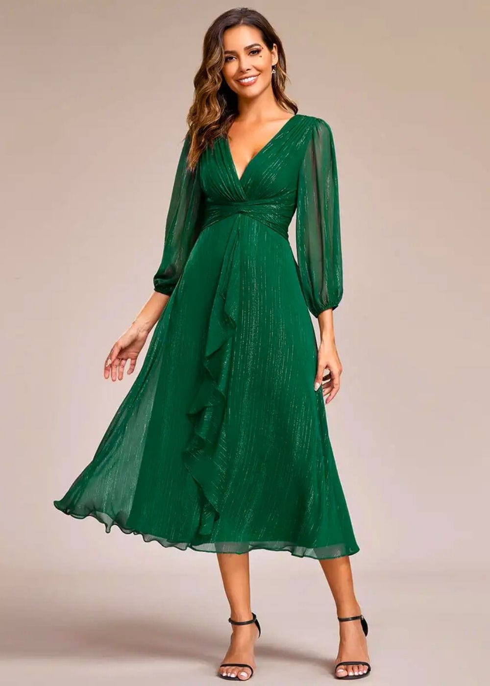 Robe Mariage Civil Champêtre Vert Bouteille / 36