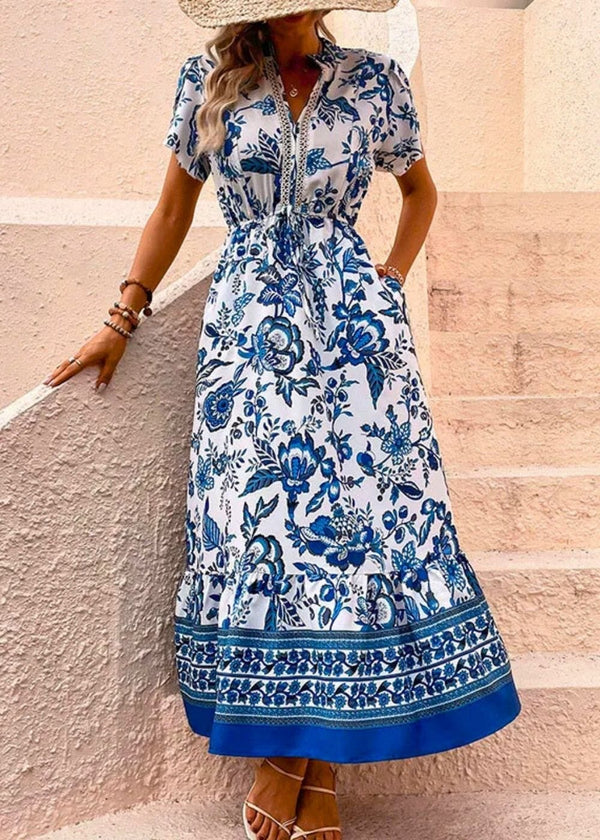 Robe Mère Du Marié Champêtre Fleurie-Bleu / S