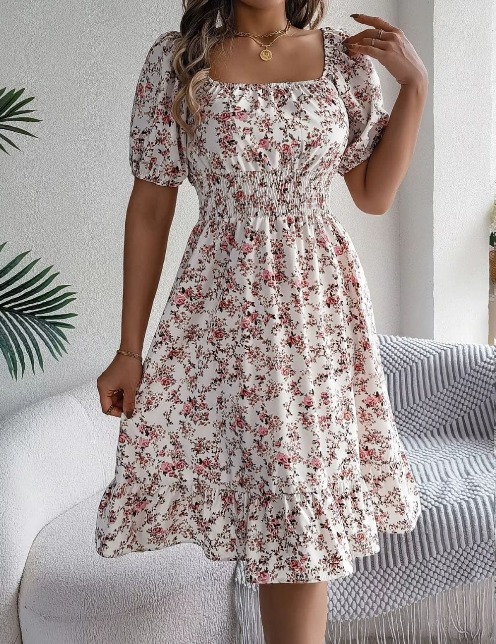 Robe midi bohème chic Blanc / S