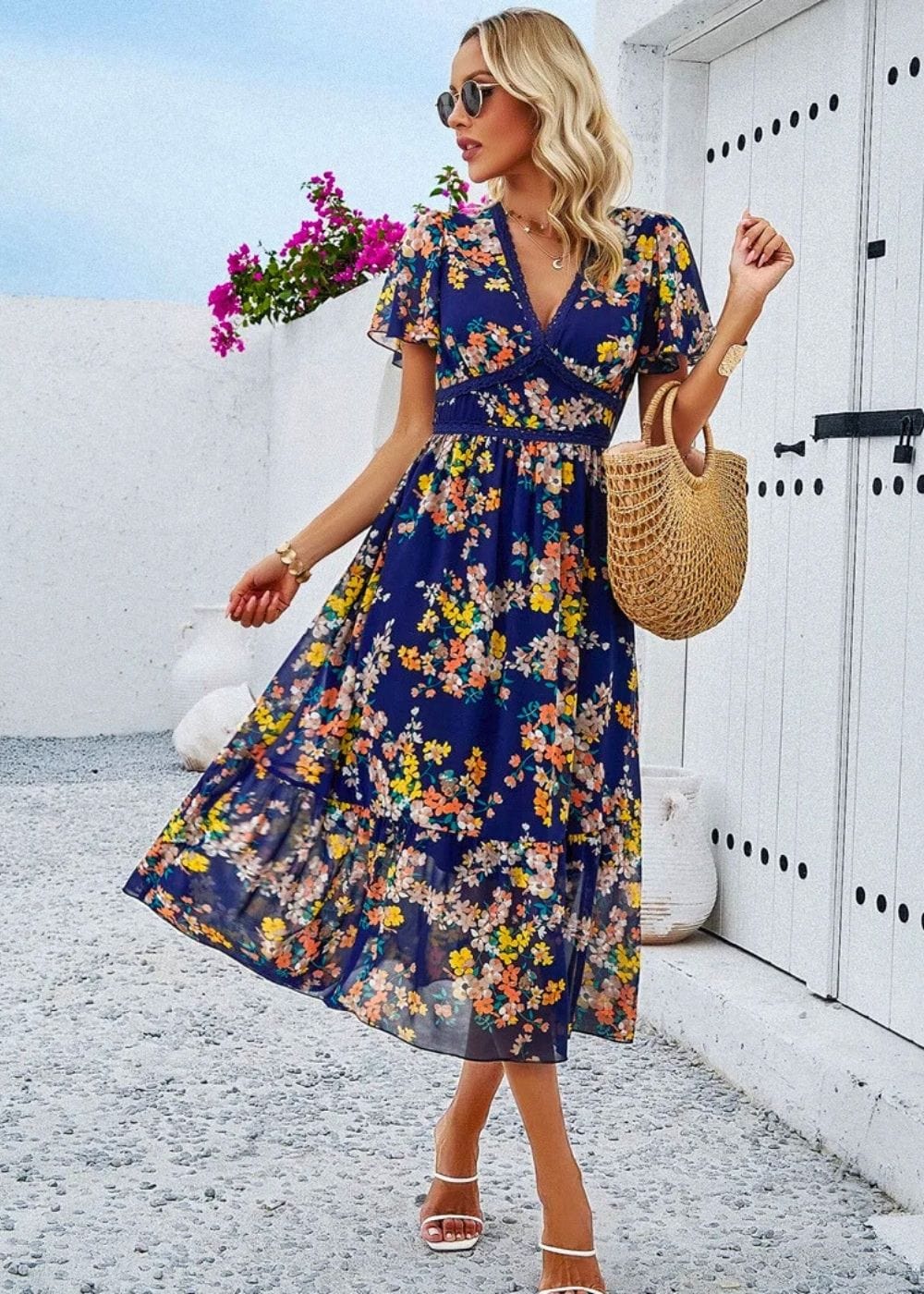 Robe pour Mariage Thème Champêtre Chic Bleu marine / S