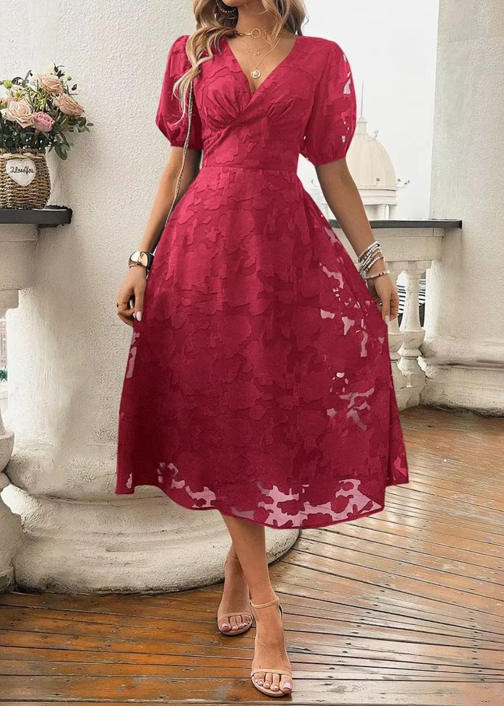 Robe Témoin Champêtre Chic Rouge / S