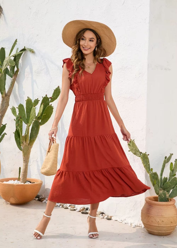 Robe Thème Champêtre Chic Corail / S