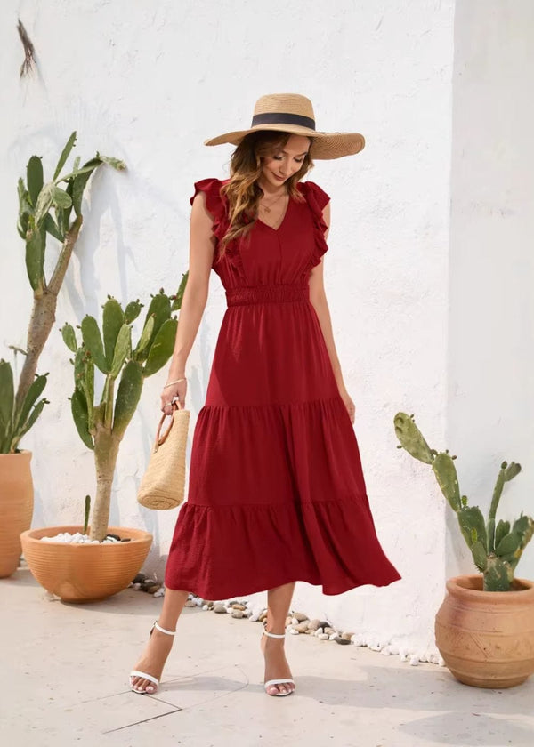 Robe Thème Champêtre Chic Rouge / S