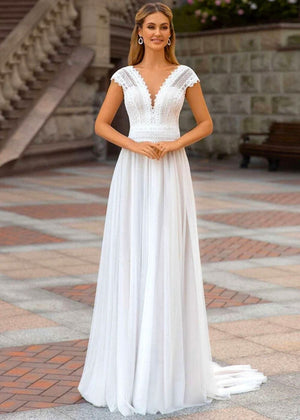 Simple Robe de Mariée Champêtre Blanc / 2
