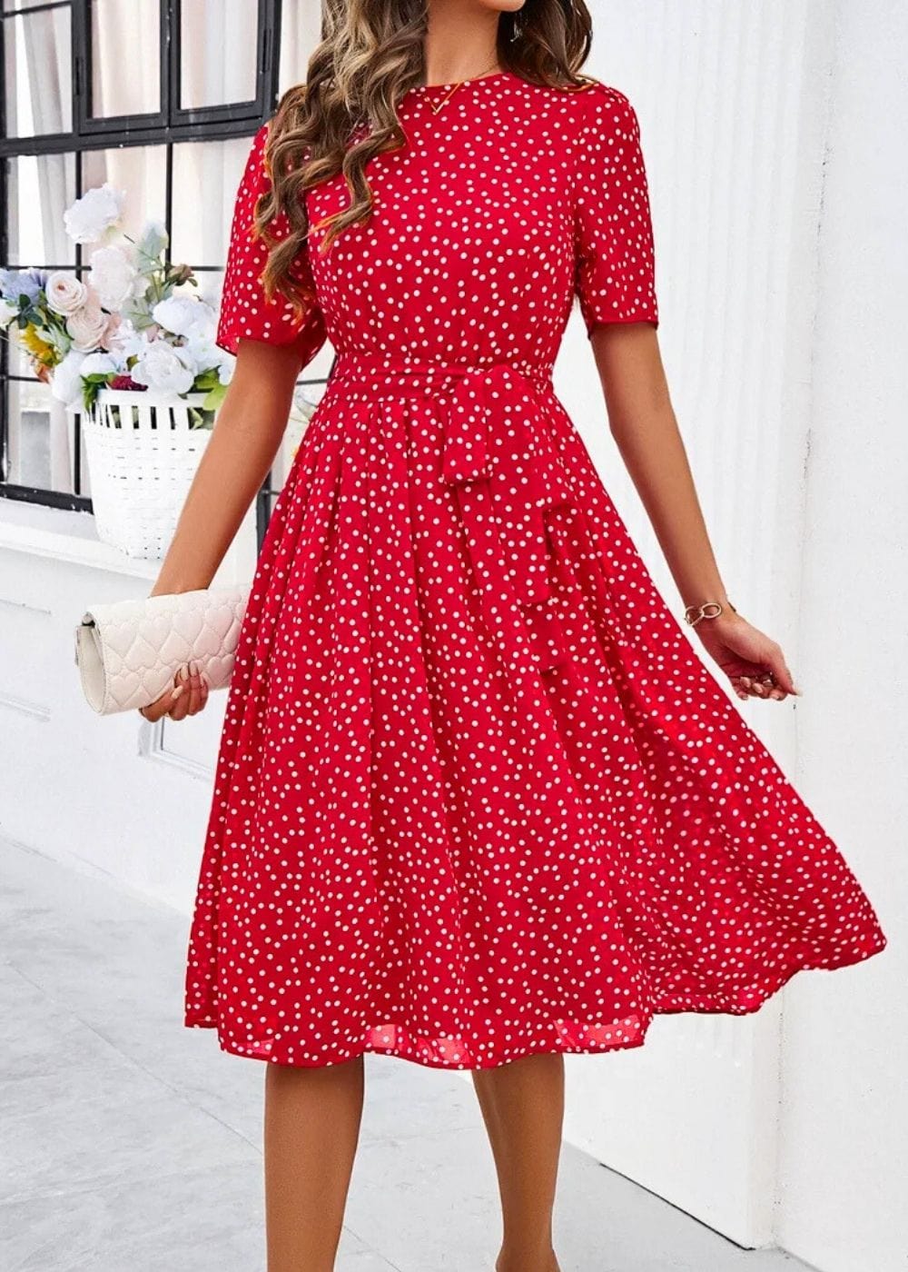 tenue champetre chic femme mariage red dress / L